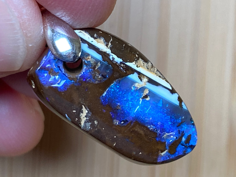 Natural Australian Boulder Opal Pendant, Beautiful Ocean Blues