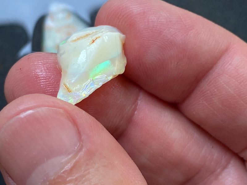 1oz Natural Australian Opal Parcel, 6 Stones In The Rough, Coober Pedy Crystal and White