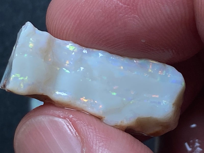 55 Cts Natural Australian Opal Parcel, 5 Stones In The Rough, White Coober Pedy, Rainbow Of Colours