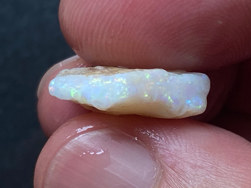 55 Cts Natural Australian Opal Parcel, 5 Stones In The Rough, White Coober Pedy, Rainbow Of Colours