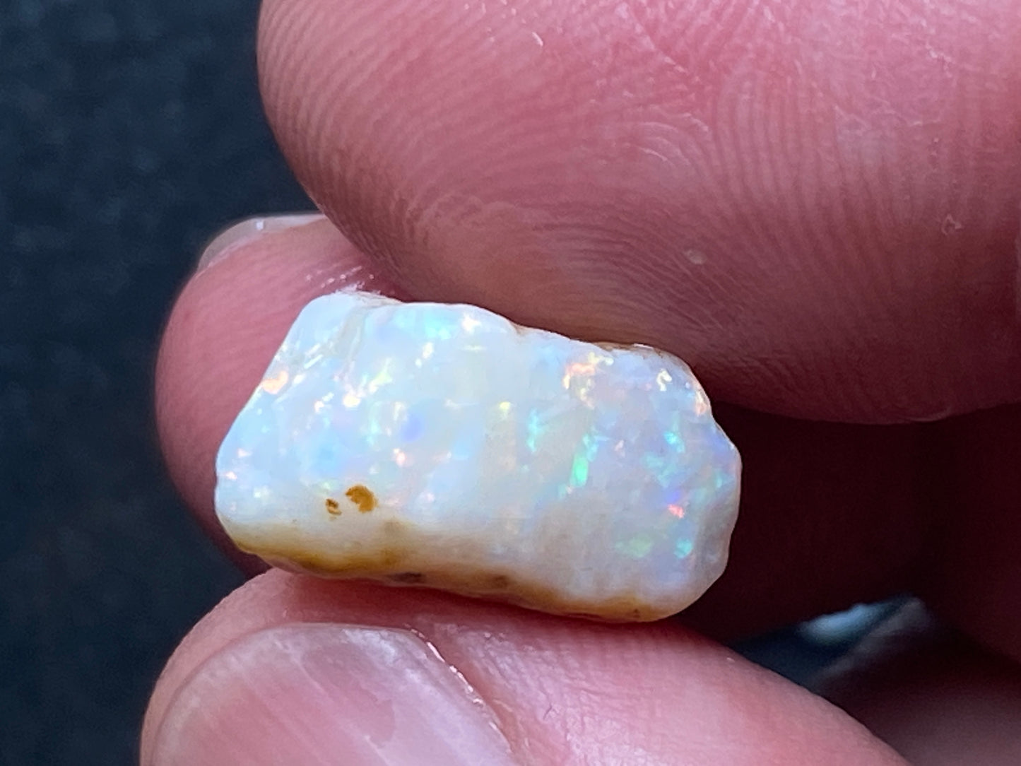 28 Cts Natural Australian Opal Parcel, 3 Stones In The Rough, White Coober Pedy, Rainbow Of Colours