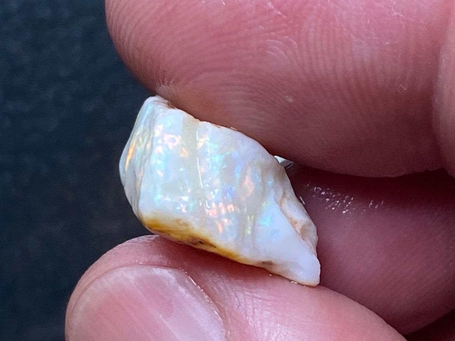 28 Cts Natural Australian Opal Parcel, 3 Stones In The Rough, White Coober Pedy, Rainbow Of Colours