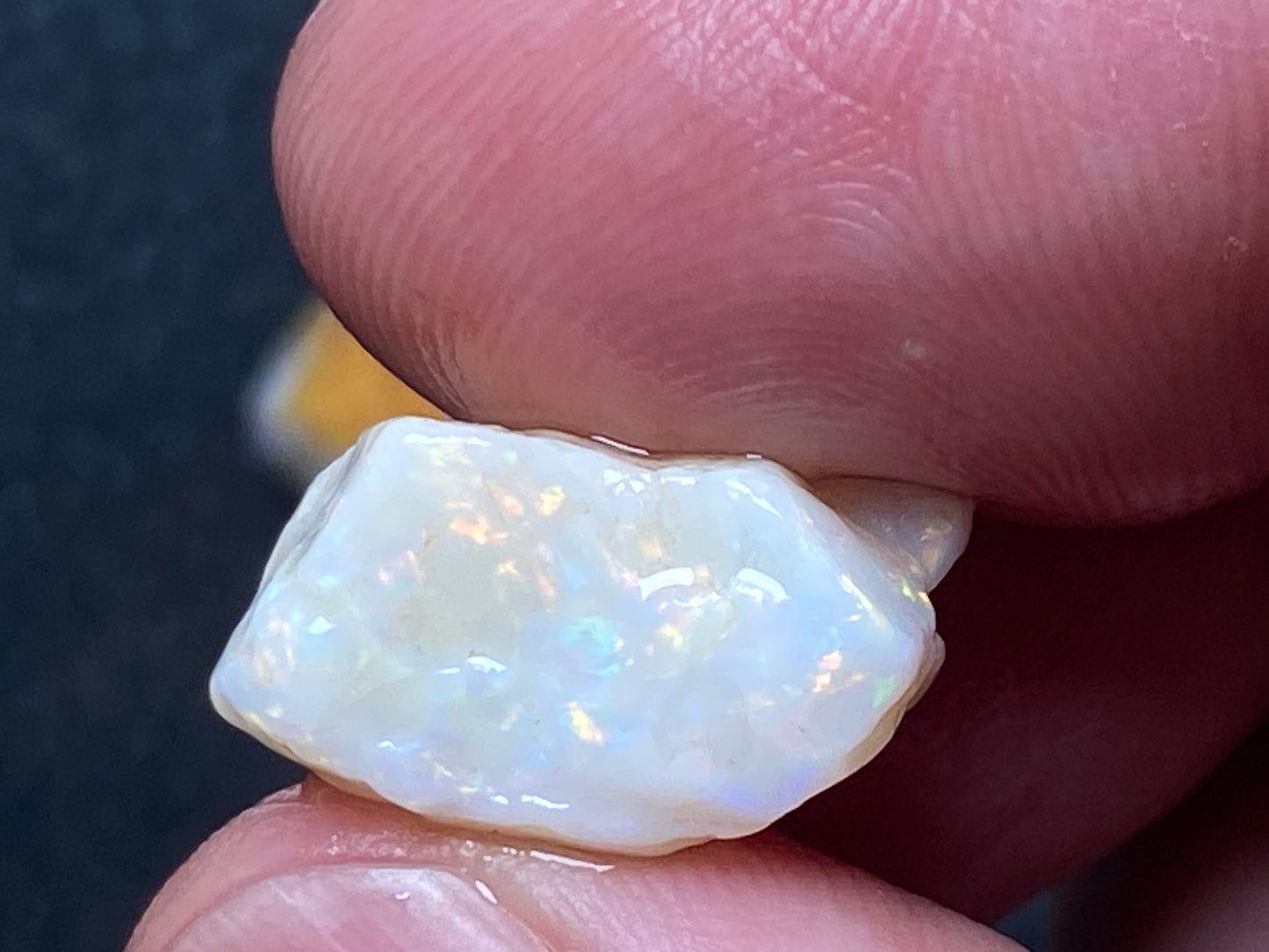 28 Cts Natural Australian Opal Parcel, 3 Stones In The Rough, White Coober Pedy, Rainbow Of Colours