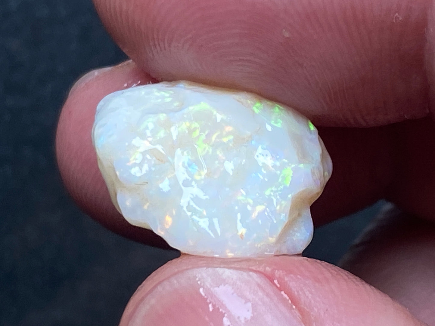 28 Cts Natural Australian Opal Parcel, 3 Stones In The Rough, White Coober Pedy, Rainbow Of Colours