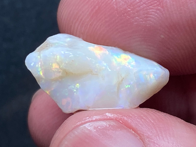 28 Cts Natural Australian Opal Parcel, 3 Stones In The Rough, White Coober Pedy, Rainbow Of Colours