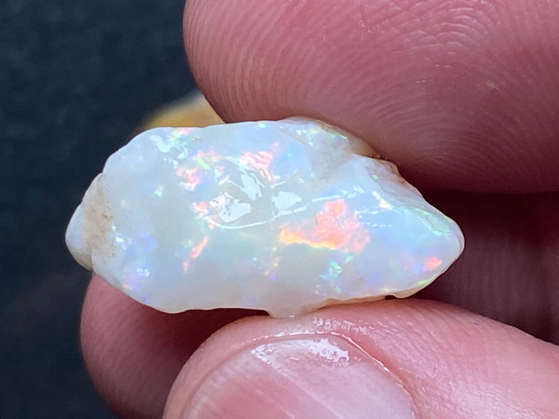 28 Cts Natural Australian Opal Parcel, 3 Stones In The Rough, White Coober Pedy, Rainbow Of Colours