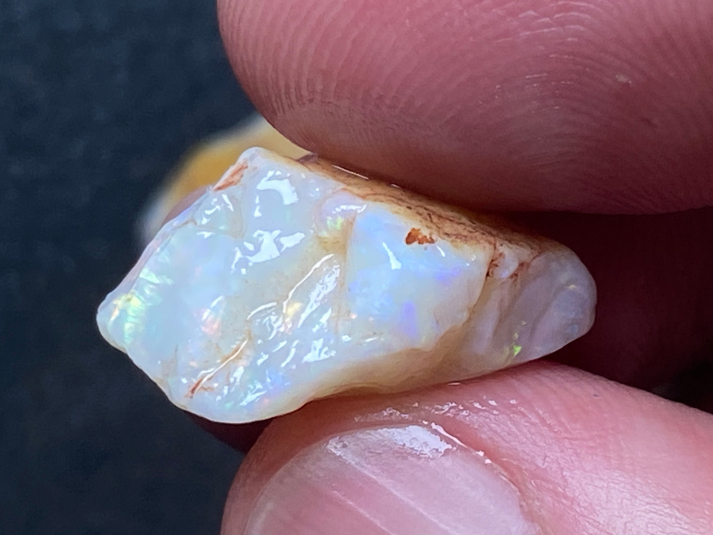 28 Cts Natural Australian Opal Parcel, 3 Stones In The Rough, White Coober Pedy, Rainbow Of Colours