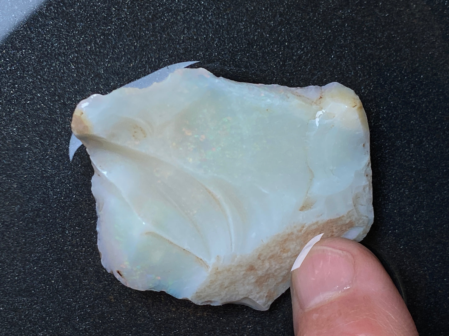 0.7oz Natural Australian Opal Stone, Coober Pedy In The Rough, Arrow Head Shape, Thick Colour Bar