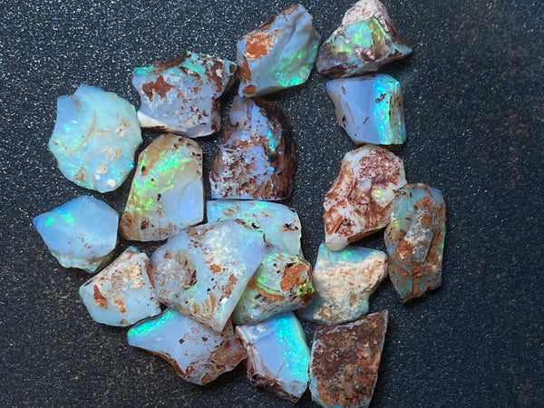 60 Carats, Natural Australian Dark Crystal Opal Parcel, Lambina Small Stones In The Rough