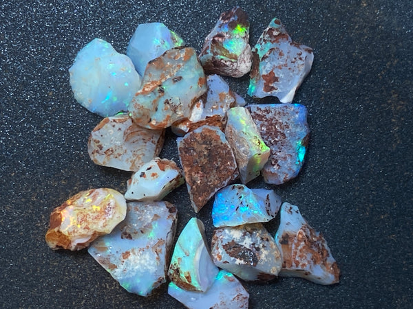 60 Carats, Natural Australian Dark Crystal Opal Parcel, Lambina Small Stones In The Rough