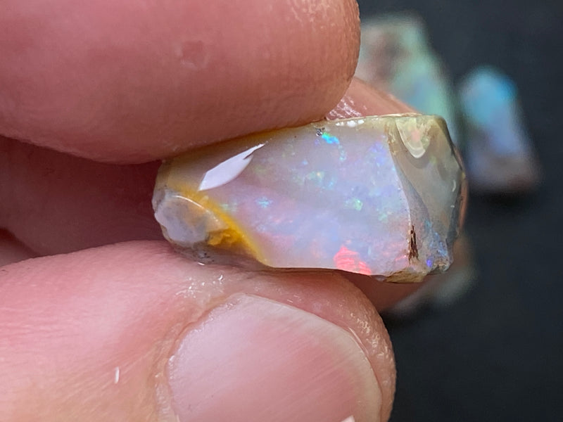 50 Carats, Natural Australian Dark Crystal Opal Parcel, 10 Lambina Small Stones In The Rough
