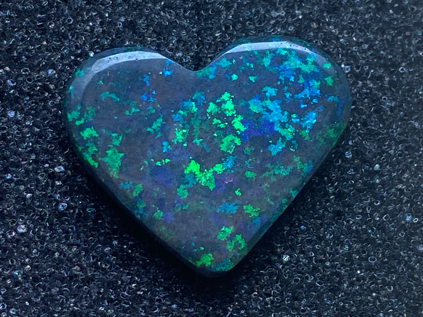 13 Carats, Black Andamooka Matrix Opal Polished Heart, AAA Grade, Ready To Set, Double Sided