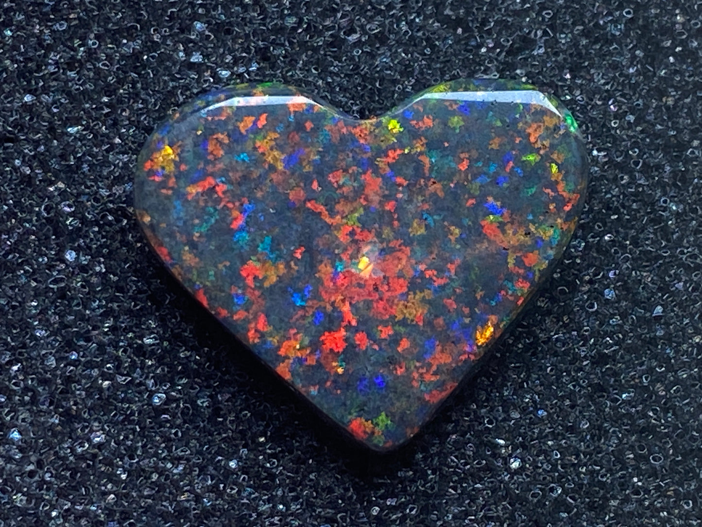 13 Carats, Black Andamooka Matrix Opal Polished Heart, AAA Grade, Ready To Set, Double Sided