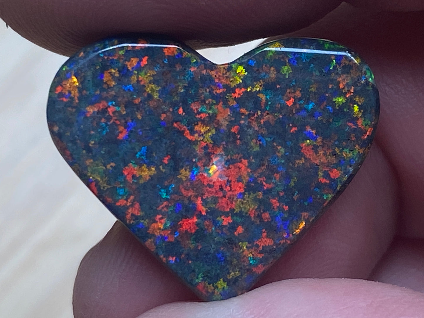 13 Carats, Black Andamooka Matrix Opal Polished Heart, AAA Grade, Ready To Set, Double Sided