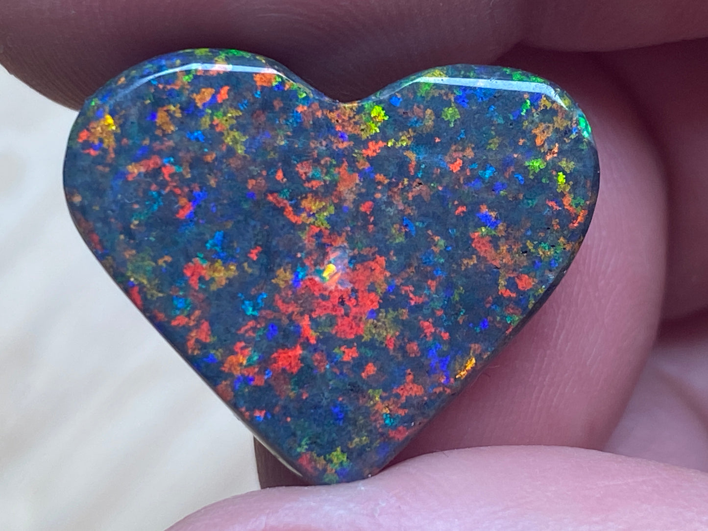 13 Carats, Black Andamooka Matrix Opal Polished Heart, AAA Grade, Ready To Set, Double Sided