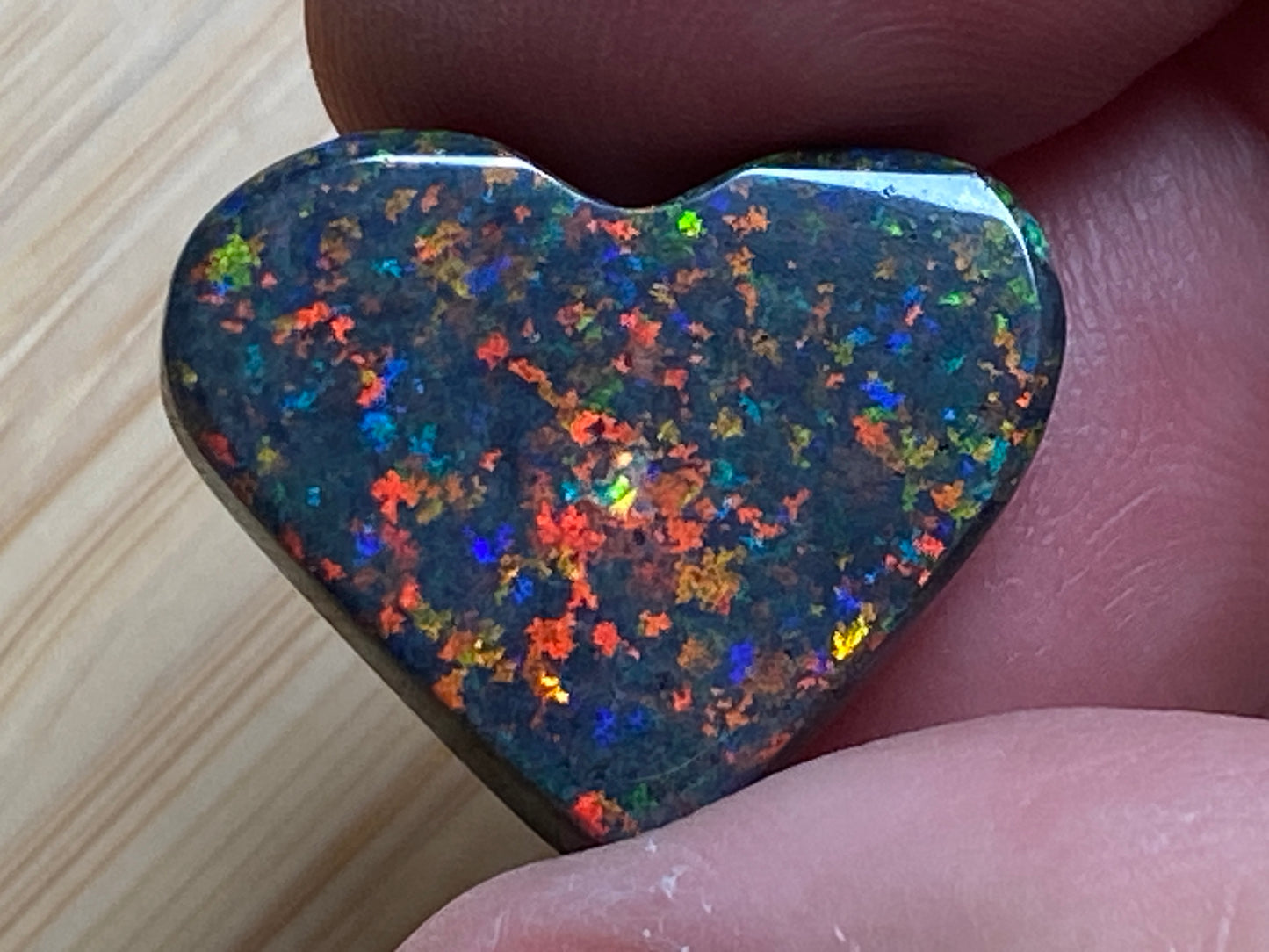 13 Carats, Black Andamooka Matrix Opal Polished Heart, AAA Grade, Ready To Set, Double Sided