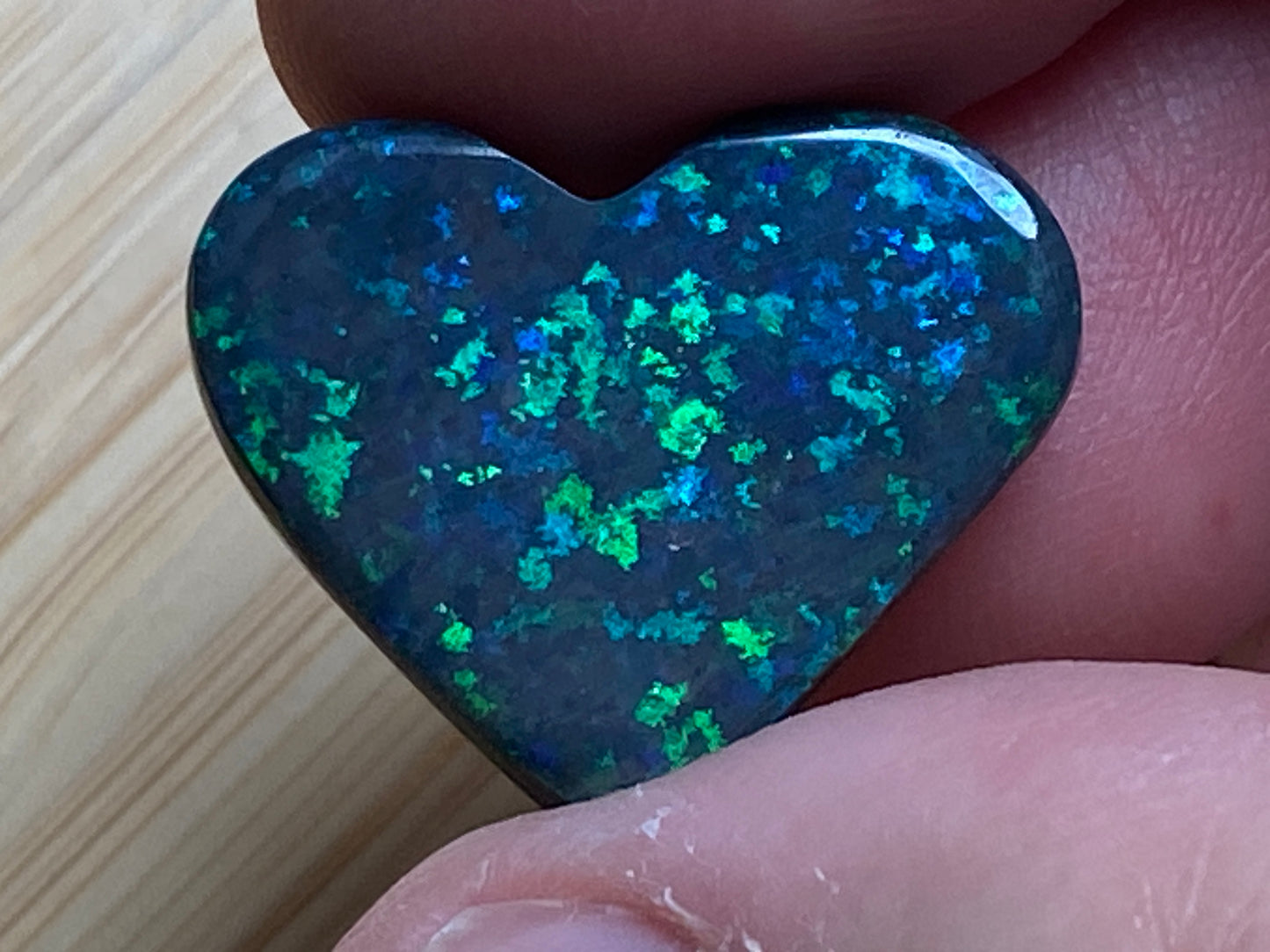 13 Carats, Black Andamooka Matrix Opal Polished Heart, AAA Grade, Ready To Set, Double Sided