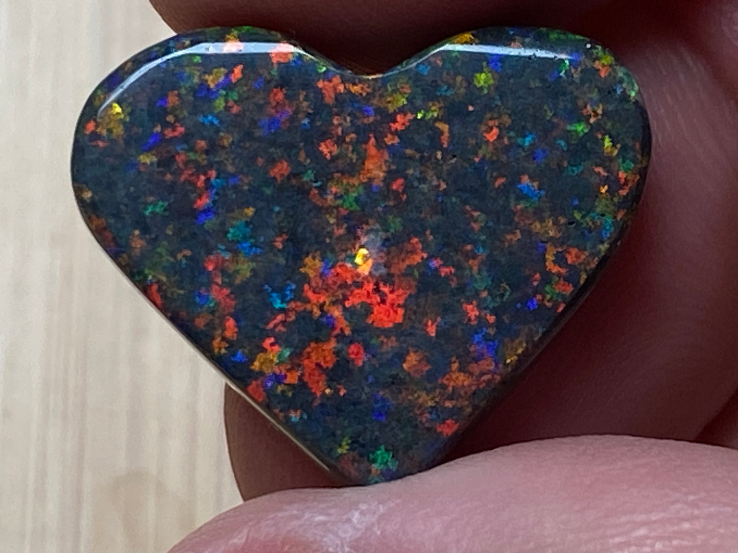 13 Carats, Black Andamooka Matrix Opal Polished Heart, AAA Grade, Ready To Set, Double Sided