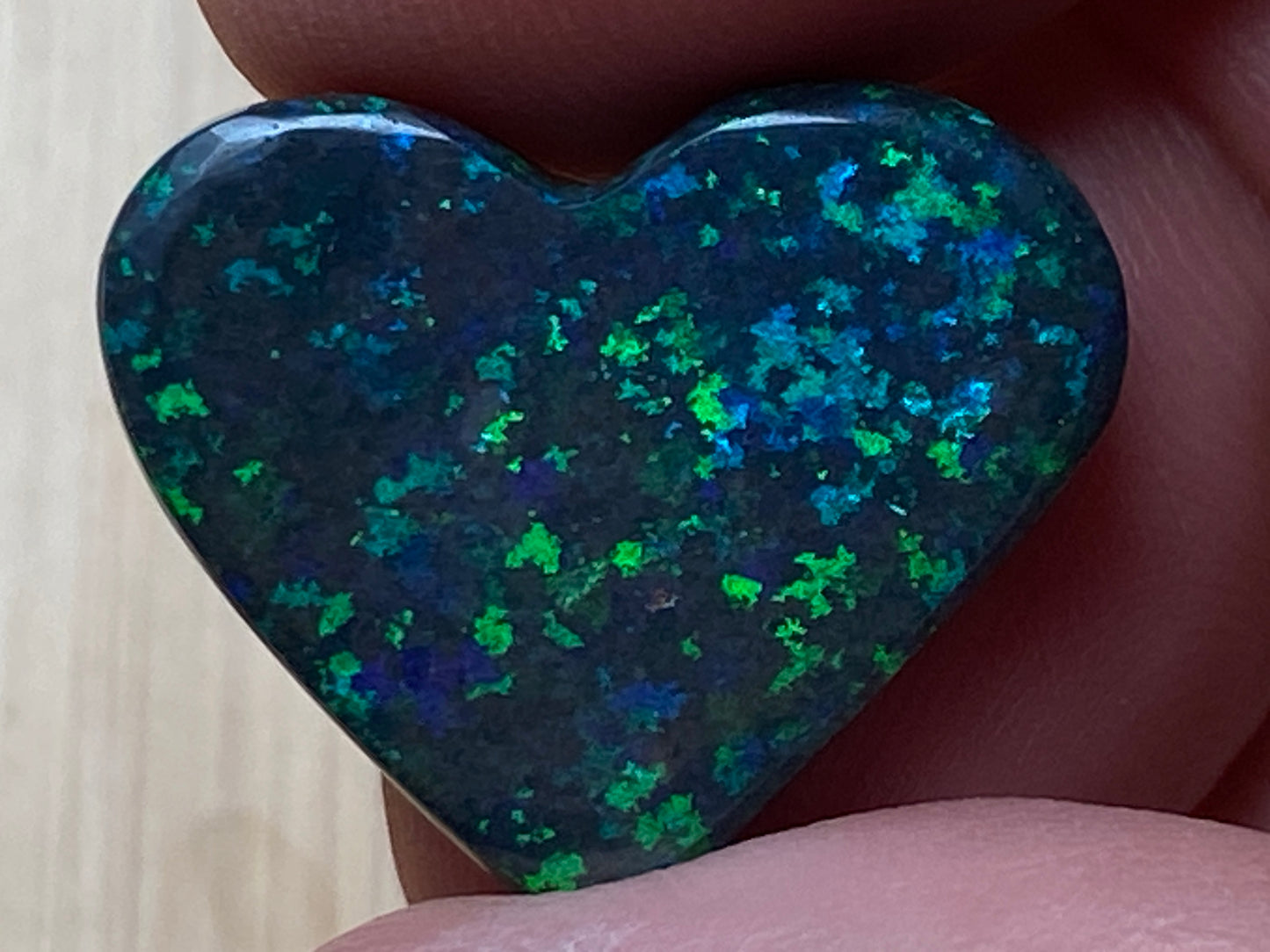 13 Carats, Black Andamooka Matrix Opal Polished Heart, AAA Grade, Ready To Set, Double Sided