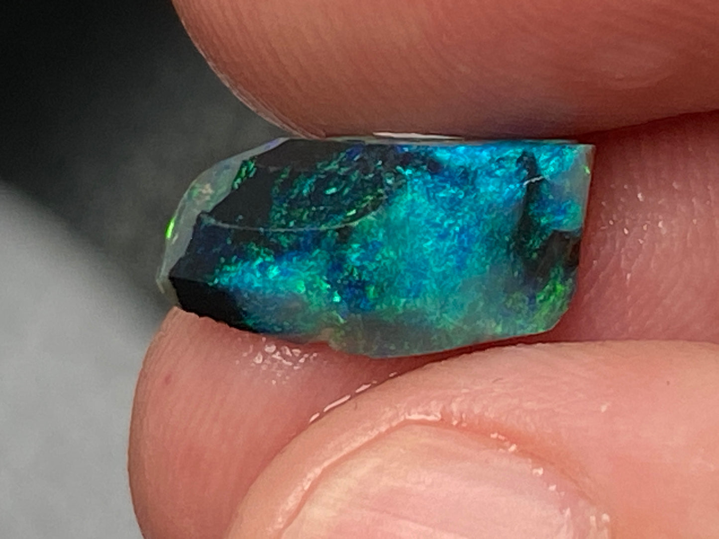 6.3Cts Lightning Ridge Black Opal Rubs Parcel, 4 Stones, Bright Greens And Blues.