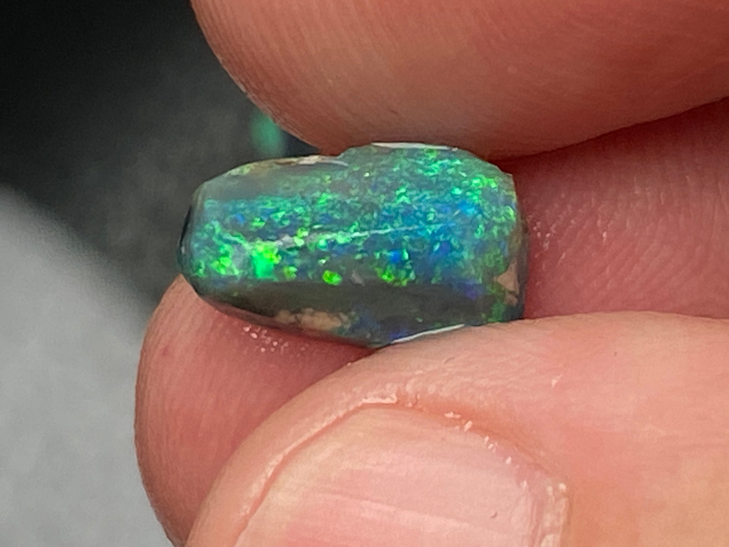 6.3Cts Lightning Ridge Black Opal Rubs Parcel, 4 Stones, Bright Greens And Blues.