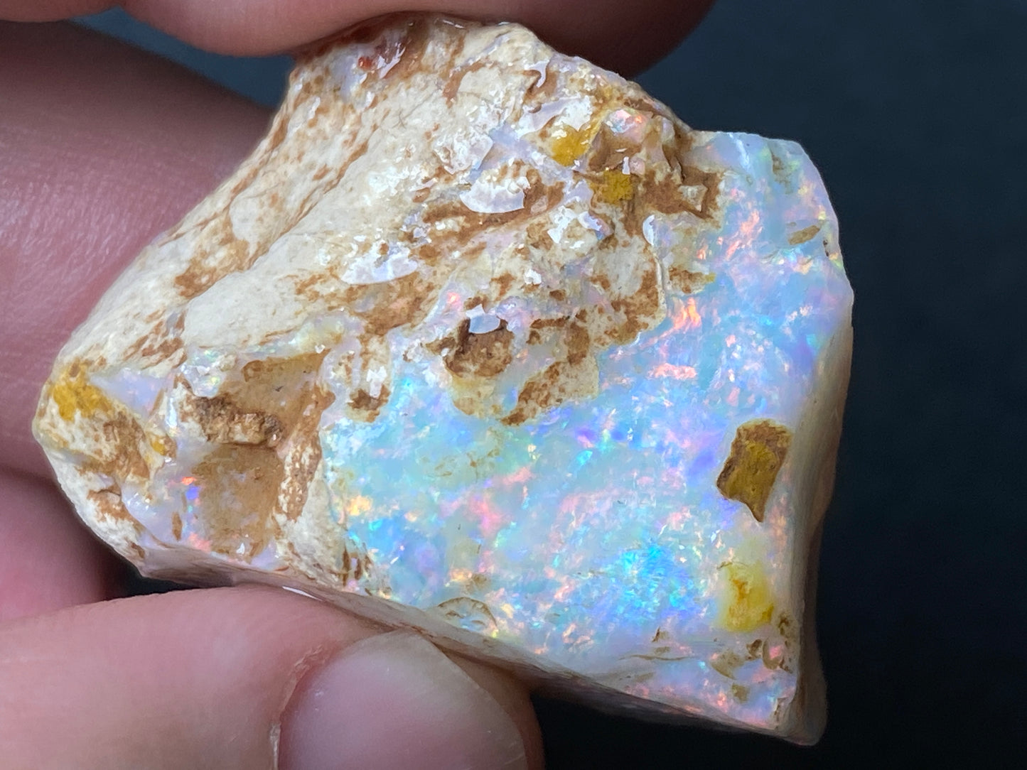 0.5oz, 75Cts, Coober Pedy Brilliant Crystal Opal Stone, AAA Quality, In The Rough, One Of The Best I Have Ever Seen.