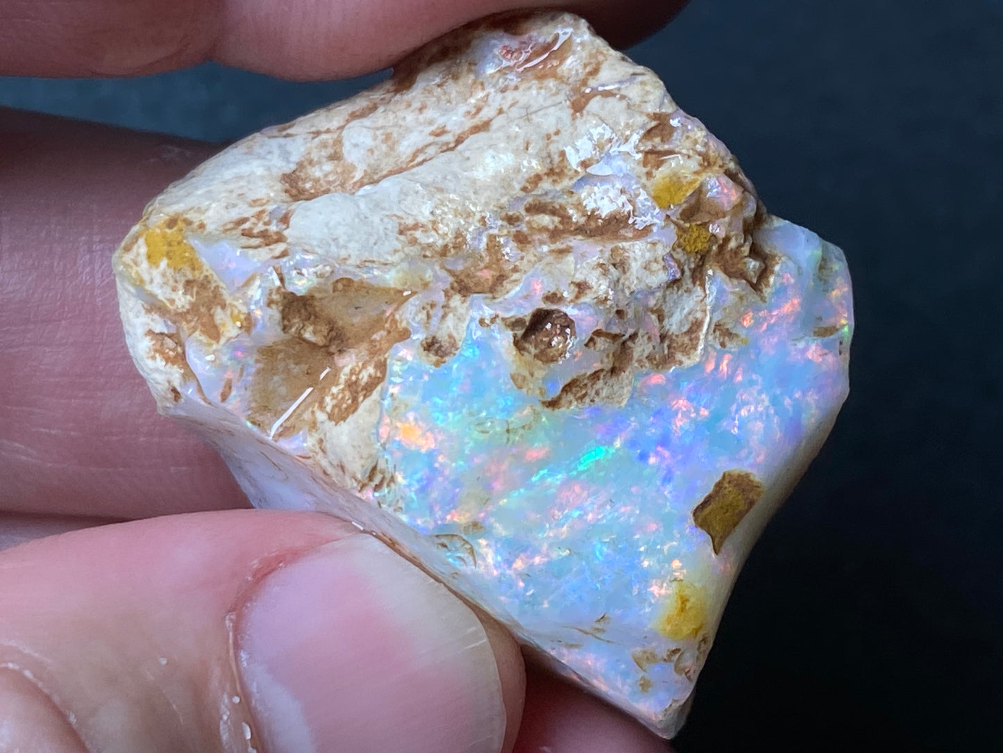 0.5oz, 75Cts, Coober Pedy Brilliant Crystal Opal Stone, AAA Quality, In The Rough, One Of The Best I Have Ever Seen.