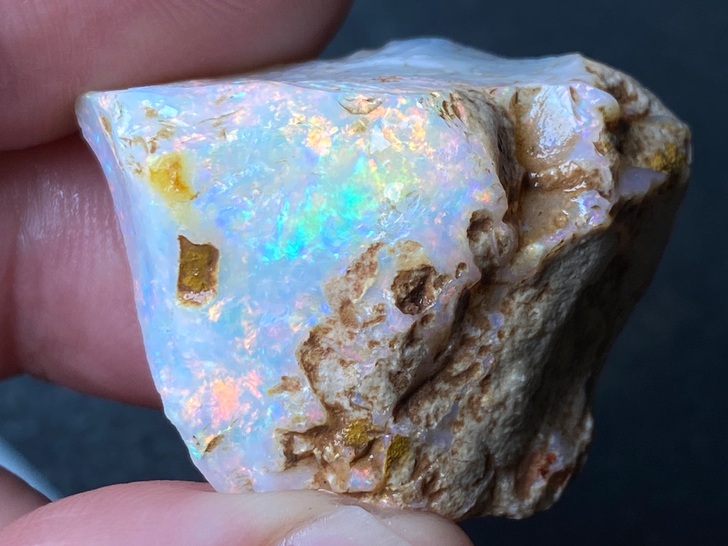 0.5oz, 75Cts, Coober Pedy Brilliant Crystal Opal Stone, AAA Quality, In The Rough, One Of The Best I Have Ever Seen.