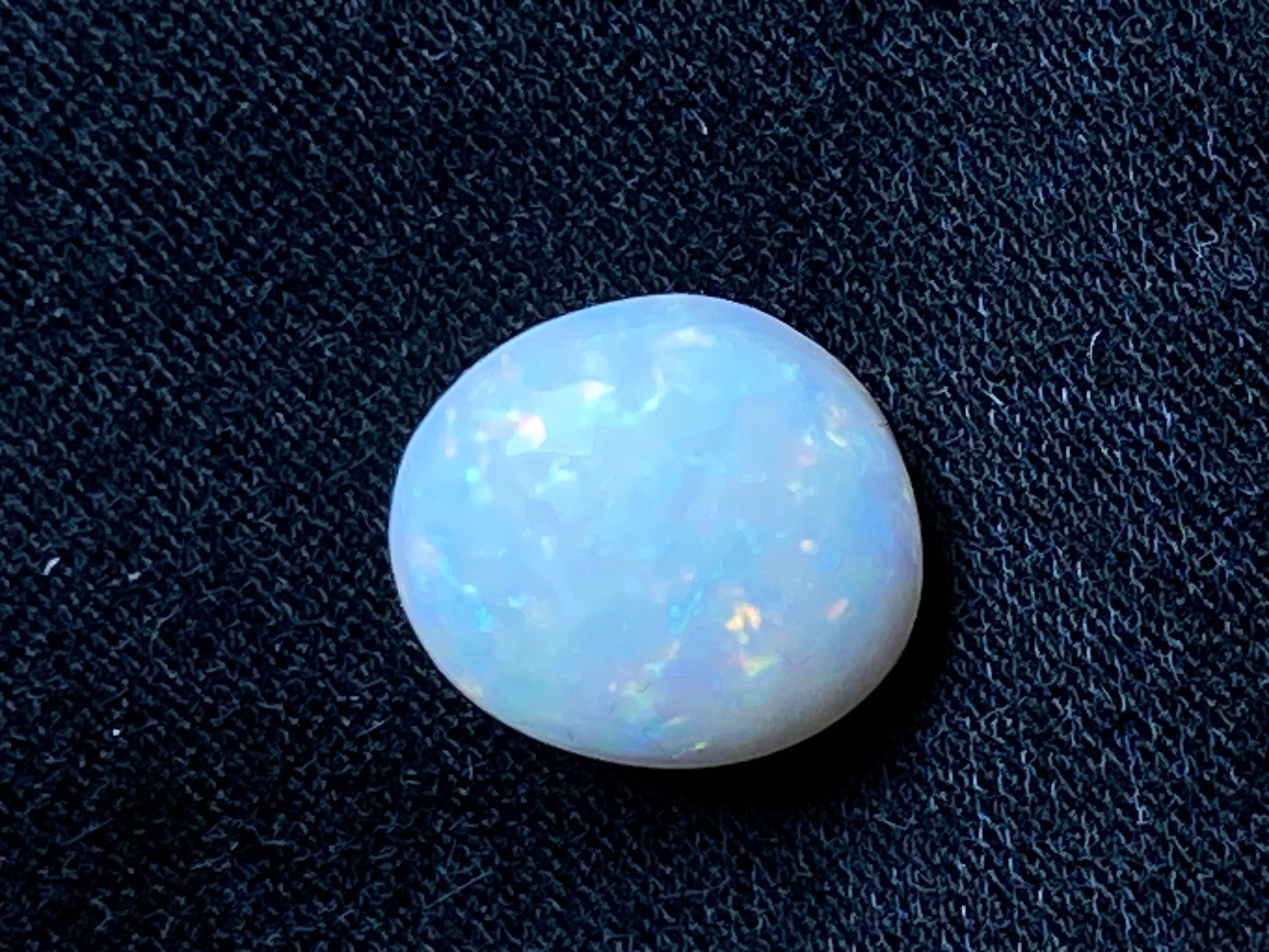 2.8 Carats Natural Australian Solid Polished Opal Stone, White, Coober Pedy, Full Rainbow