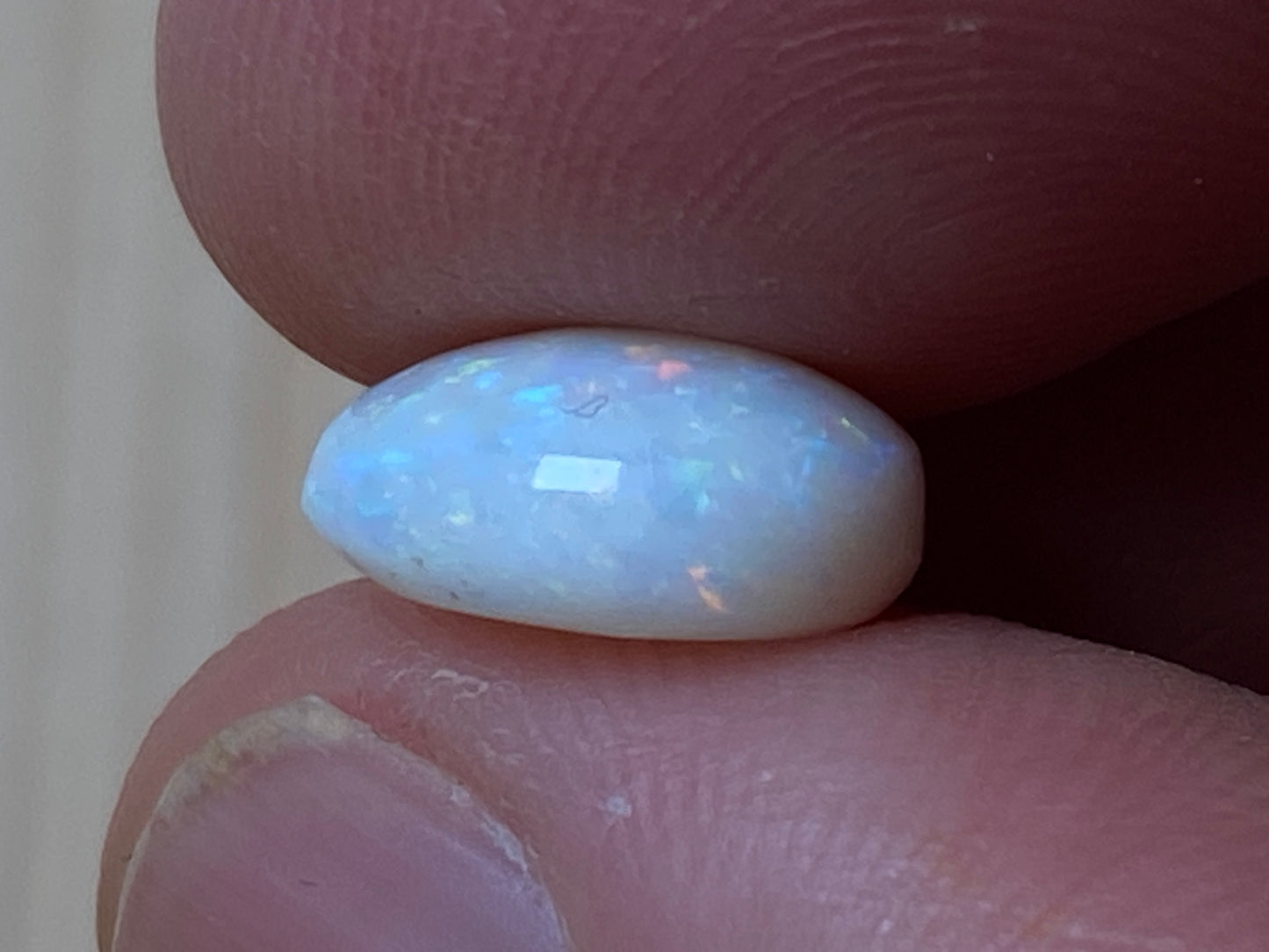 2.8 Carats Natural Australian Solid Polished Opal Stone, White, Coober Pedy, Full Rainbow