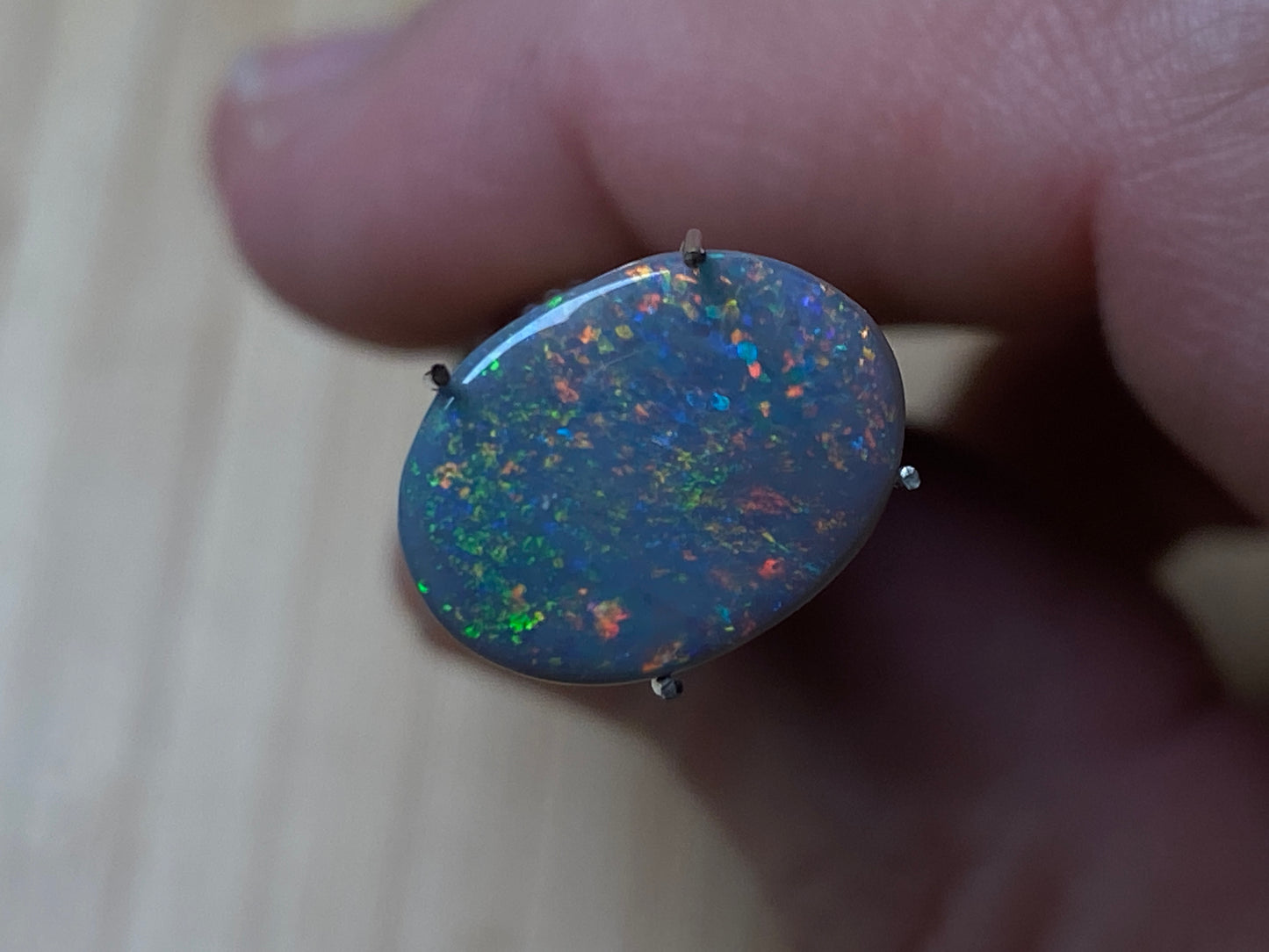 2.7 Carats Natural Australian Solid Dark Opal, Polished Mintabi, Beautiful Reds and Blues