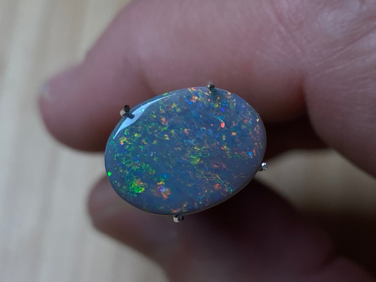 2.7 Carats Natural Australian Solid Dark Opal, Polished Mintabi, Beautiful Reds and Blues