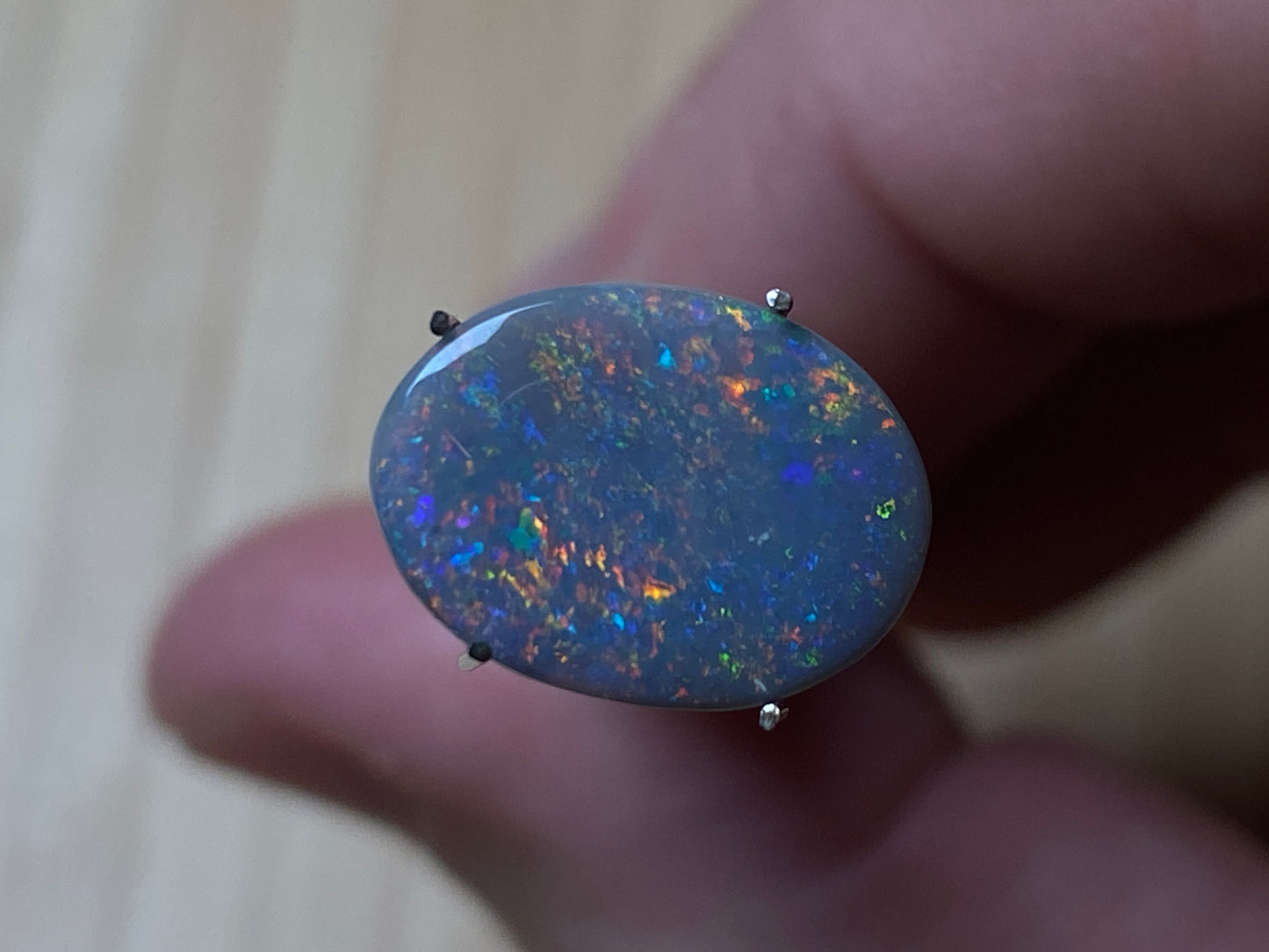 2.7 Carats Natural Australian Solid Dark Opal, Polished Mintabi, Beautiful Reds and Blues