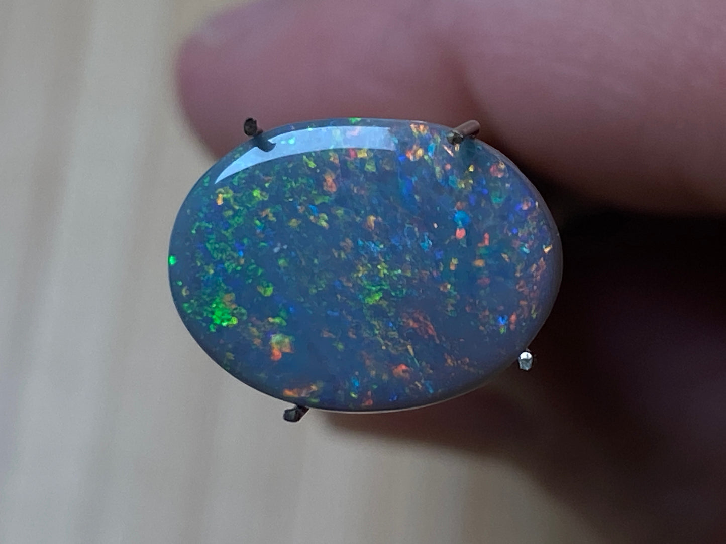 2.7 Carats Natural Australian Solid Dark Opal, Polished Mintabi, Beautiful Reds and Blues