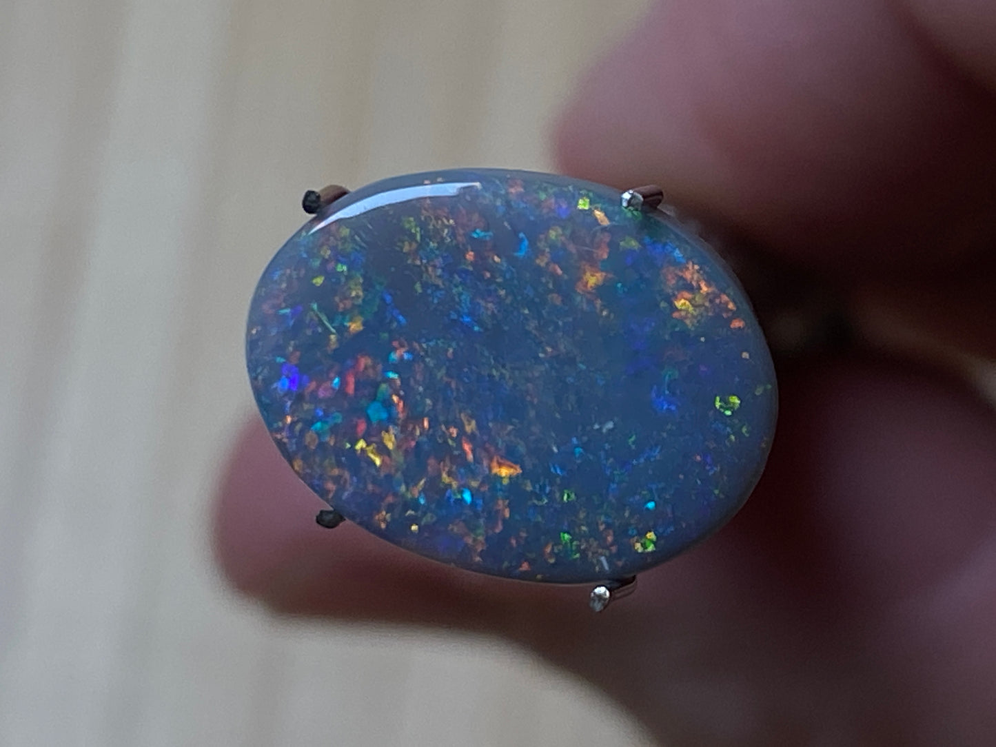 2.7 Carats Natural Australian Solid Dark Opal, Polished Mintabi, Beautiful Reds and Blues