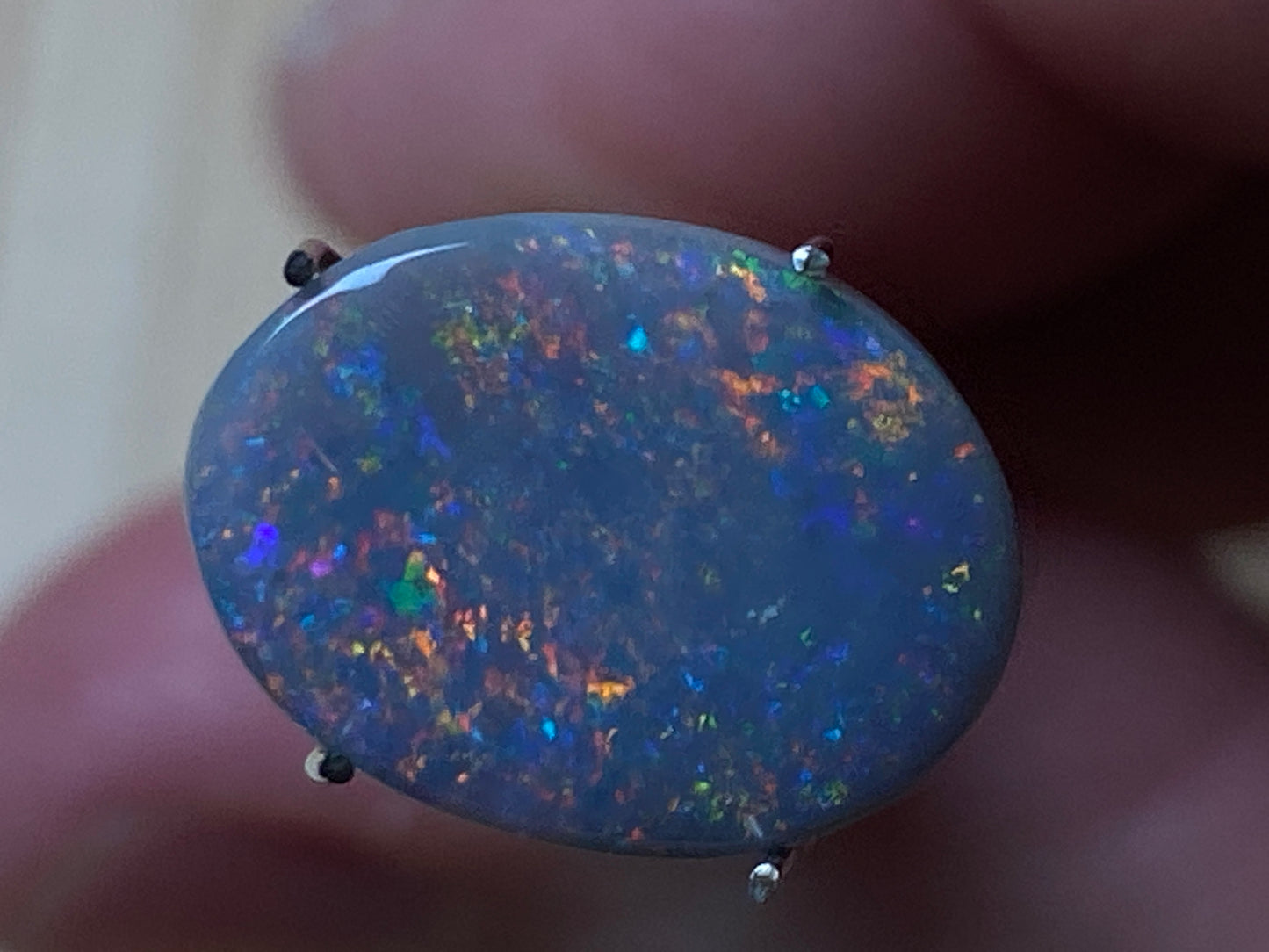 2.7 Carats Natural Australian Solid Dark Opal, Polished Mintabi, Beautiful Reds and Blues