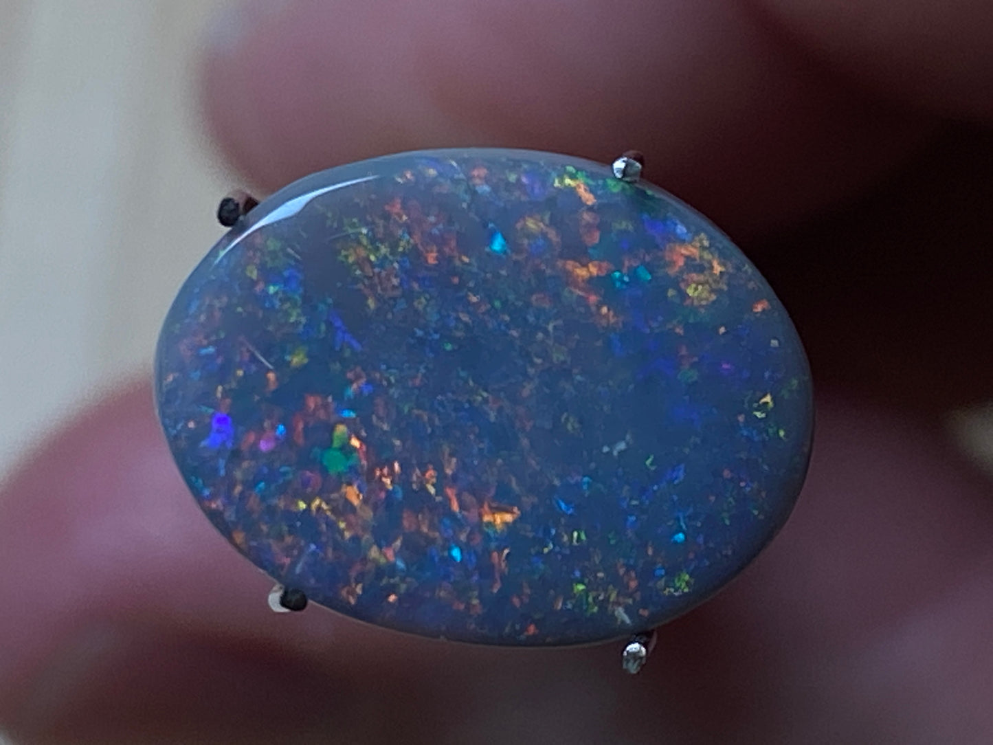 2.7 Carats Natural Australian Solid Dark Opal, Polished Mintabi, Beautiful Reds and Blues