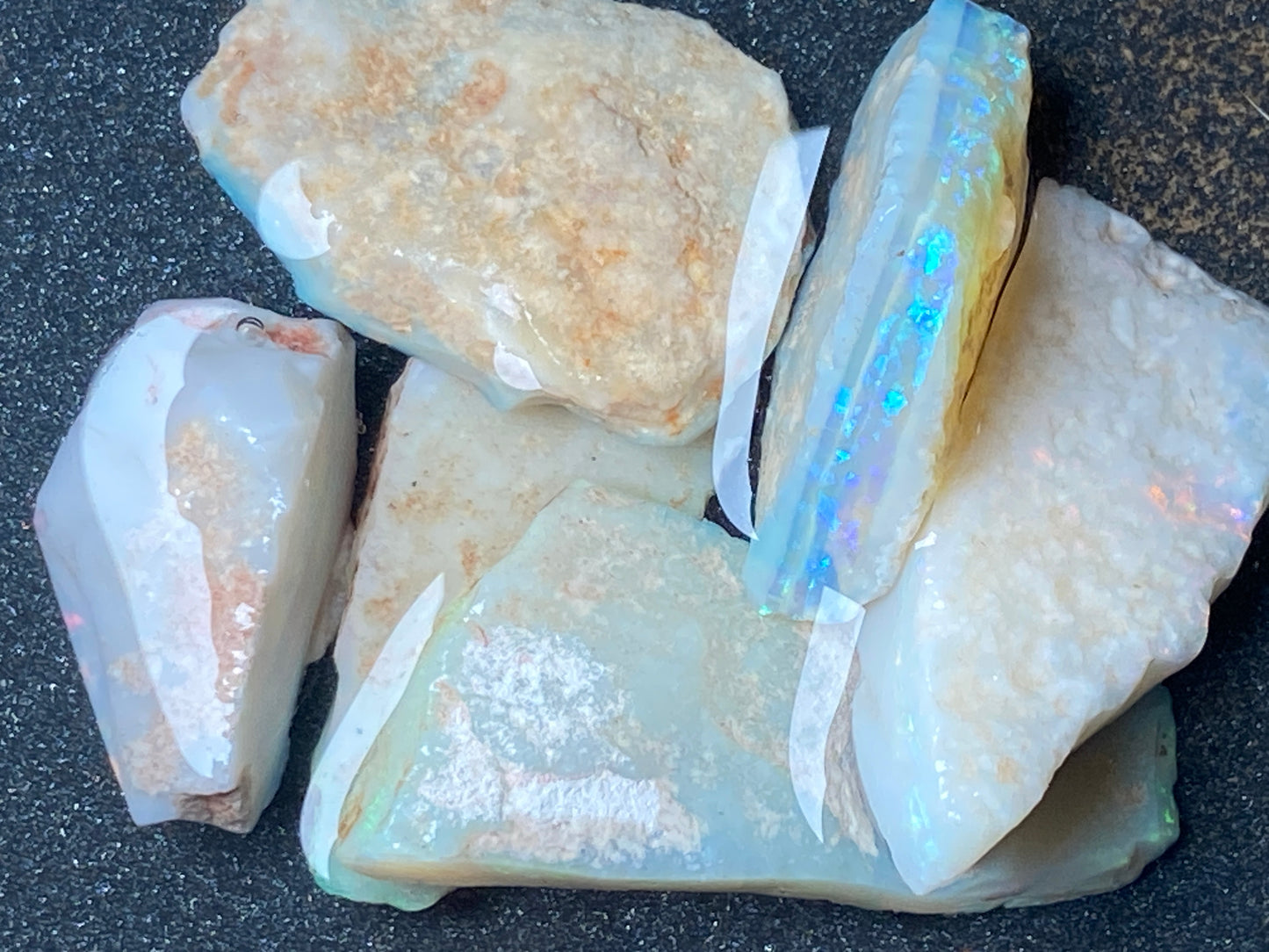 0.5oz Natural Australian Opal Parcel, 6 Stones, Coober Pedy In The Rough