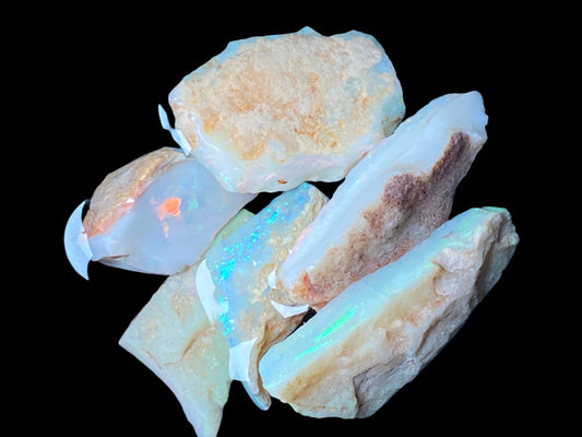 0.5oz Natural Australian Opal Parcel, 6 Stones, Coober Pedy In The Rough