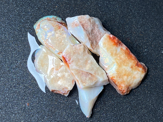 0.5oz Natural Australian Opal Parcel, 6 Stones, Coober Pedy In The Rough
