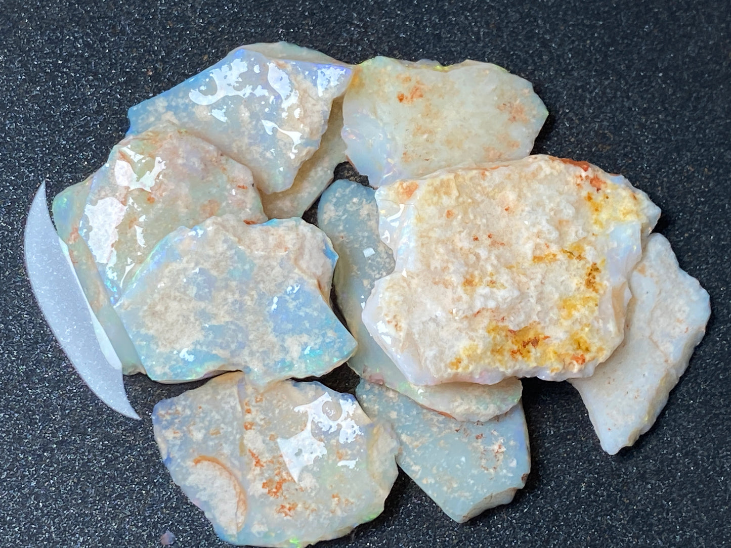 0.5oz Natural Australian Opal Parcel, Coober Pedy Crystal In The Rough, Thin Pieces