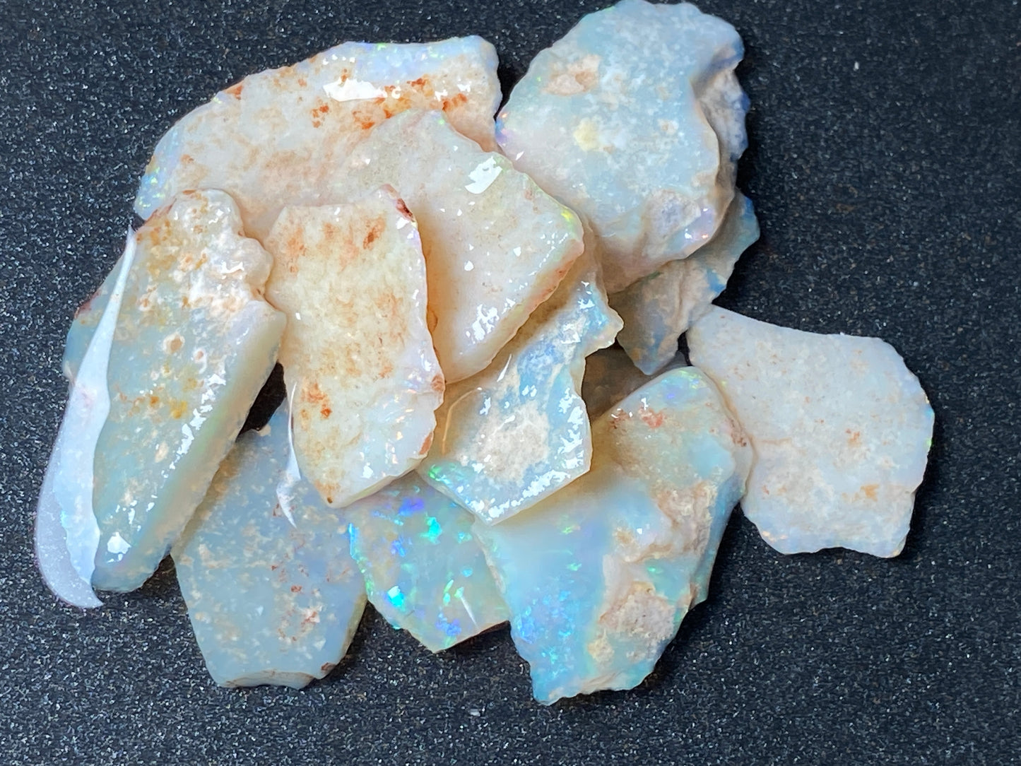 0.5oz Natural Australian Opal Parcel, Coober Pedy Crystal In The Rough, Thin Pieces