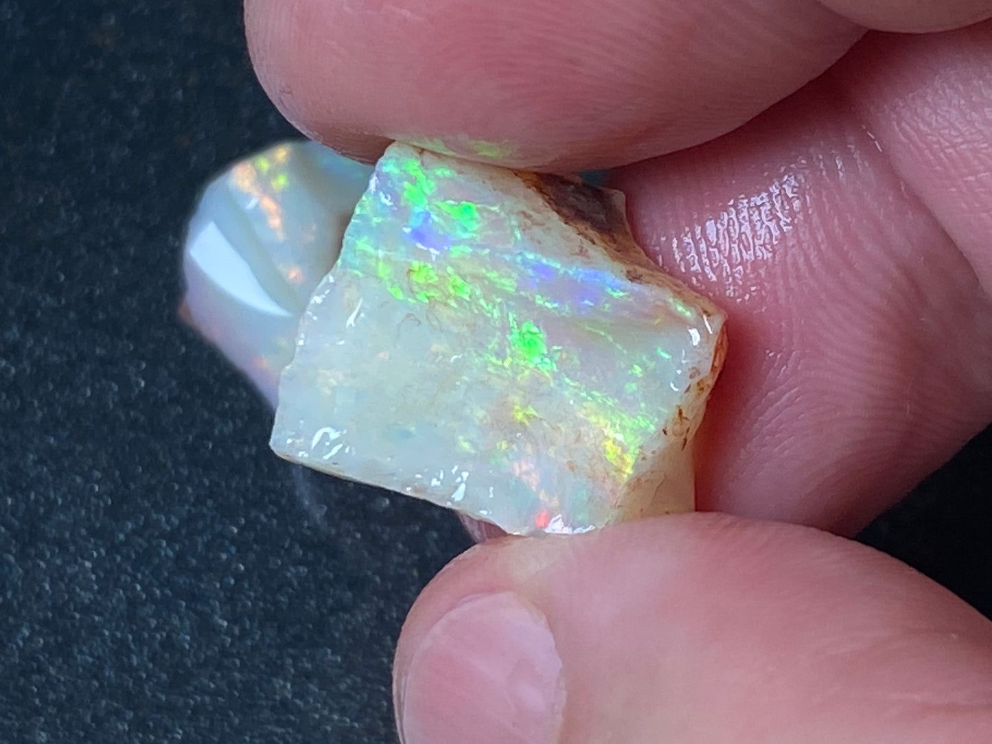 23 Carats Natural Australian Opal Parcel, 2 Stones Coober Pedy In The Rough, Full Rainbow Of Colours