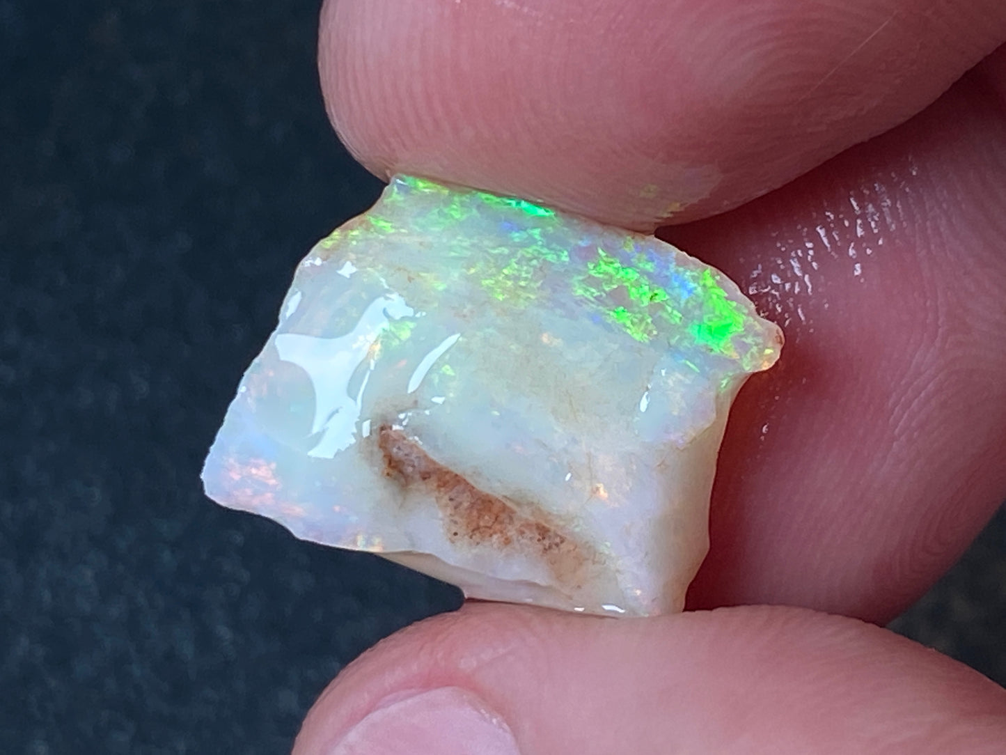 23 Carats Natural Australian Opal Parcel, 2 Stones Coober Pedy In The Rough, Full Rainbow Of Colours