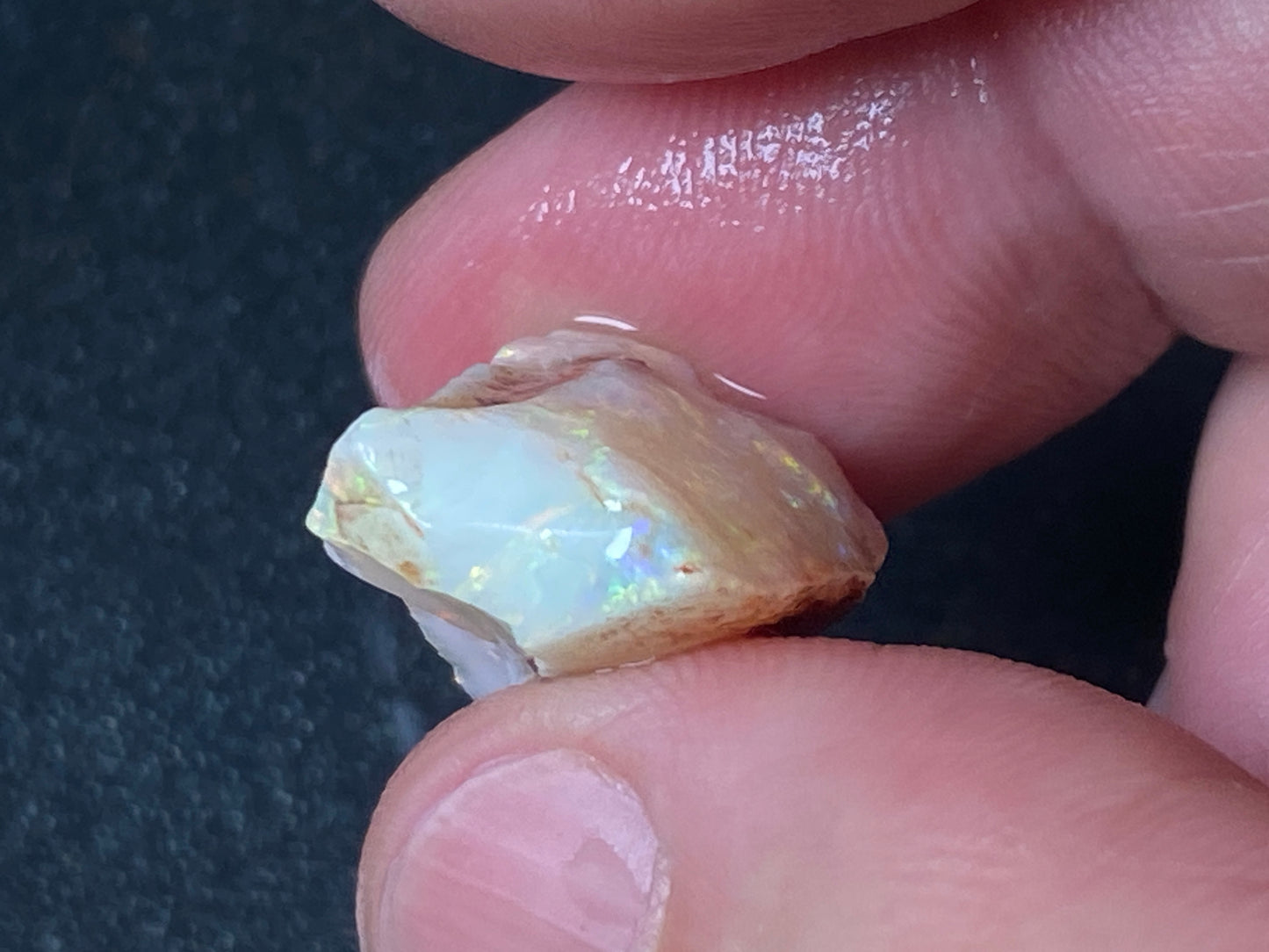 23 Carats Natural Australian Opal Parcel, 2 Stones Coober Pedy In The Rough, Full Rainbow Of Colours