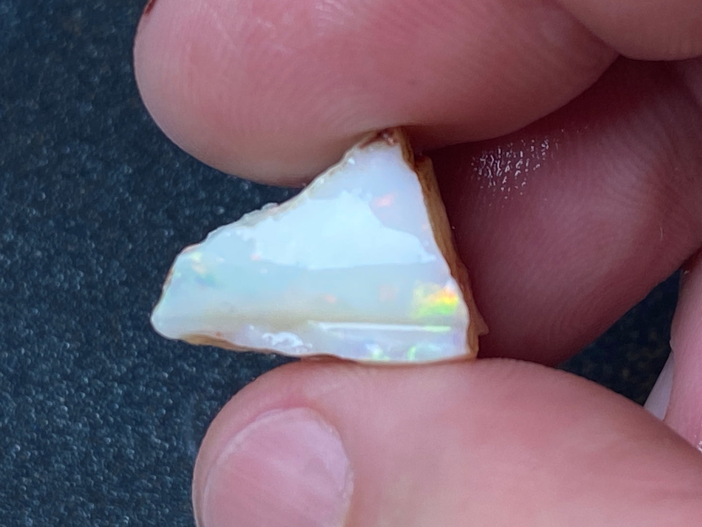 23 Carats Natural Australian Opal Parcel, 2 Stones Coober Pedy In The Rough, Full Rainbow Of Colours