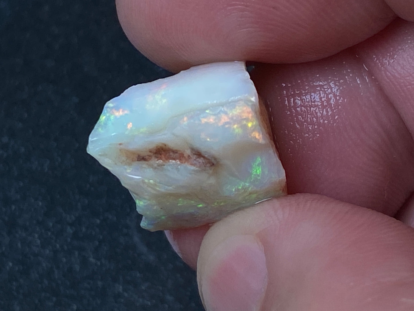 23 Carats Natural Australian Opal Parcel, 2 Stones Coober Pedy In The Rough, Full Rainbow Of Colours