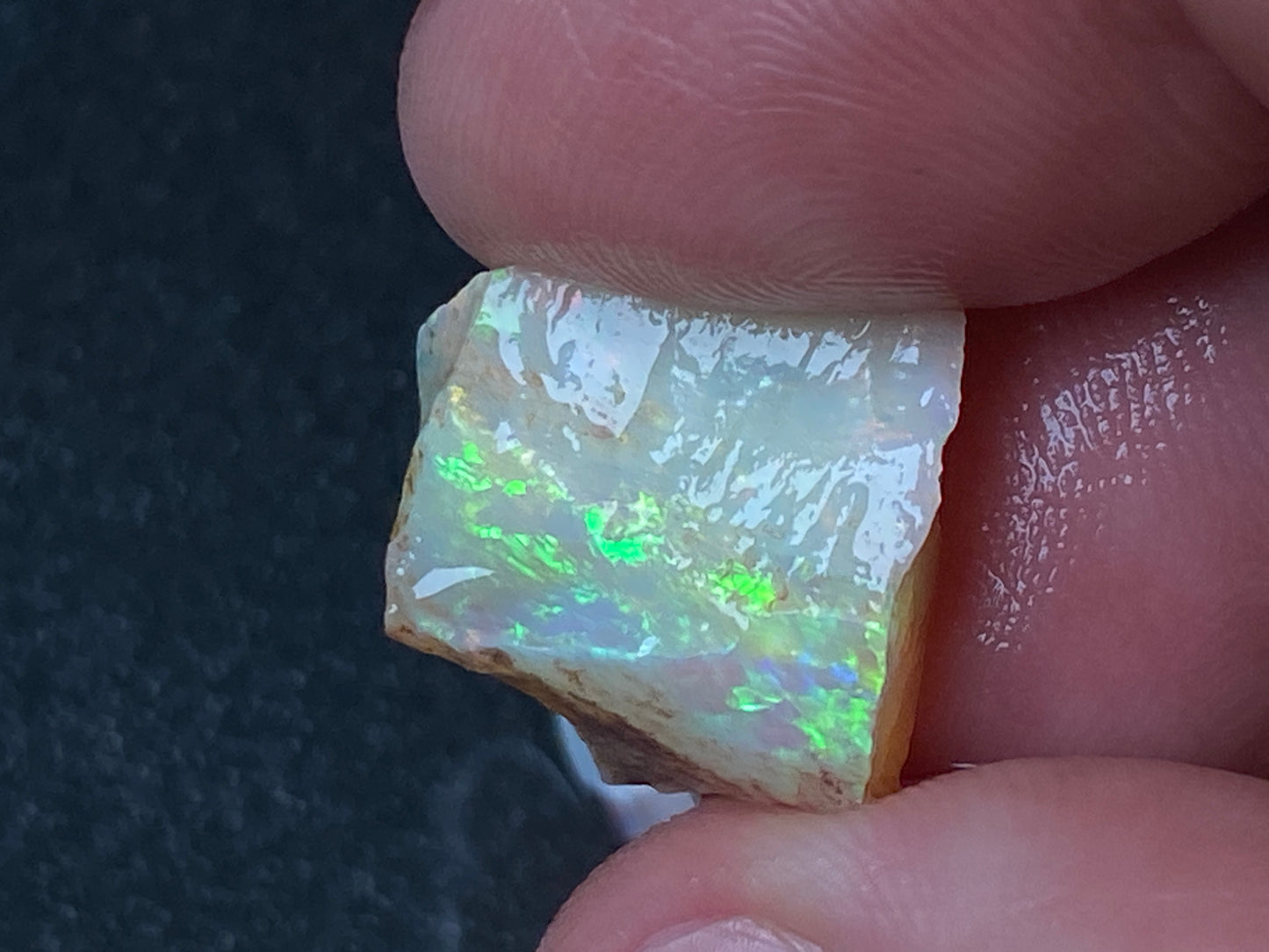 23 Carats Natural Australian Opal Parcel, 2 Stones Coober Pedy In The Rough, Full Rainbow Of Colours