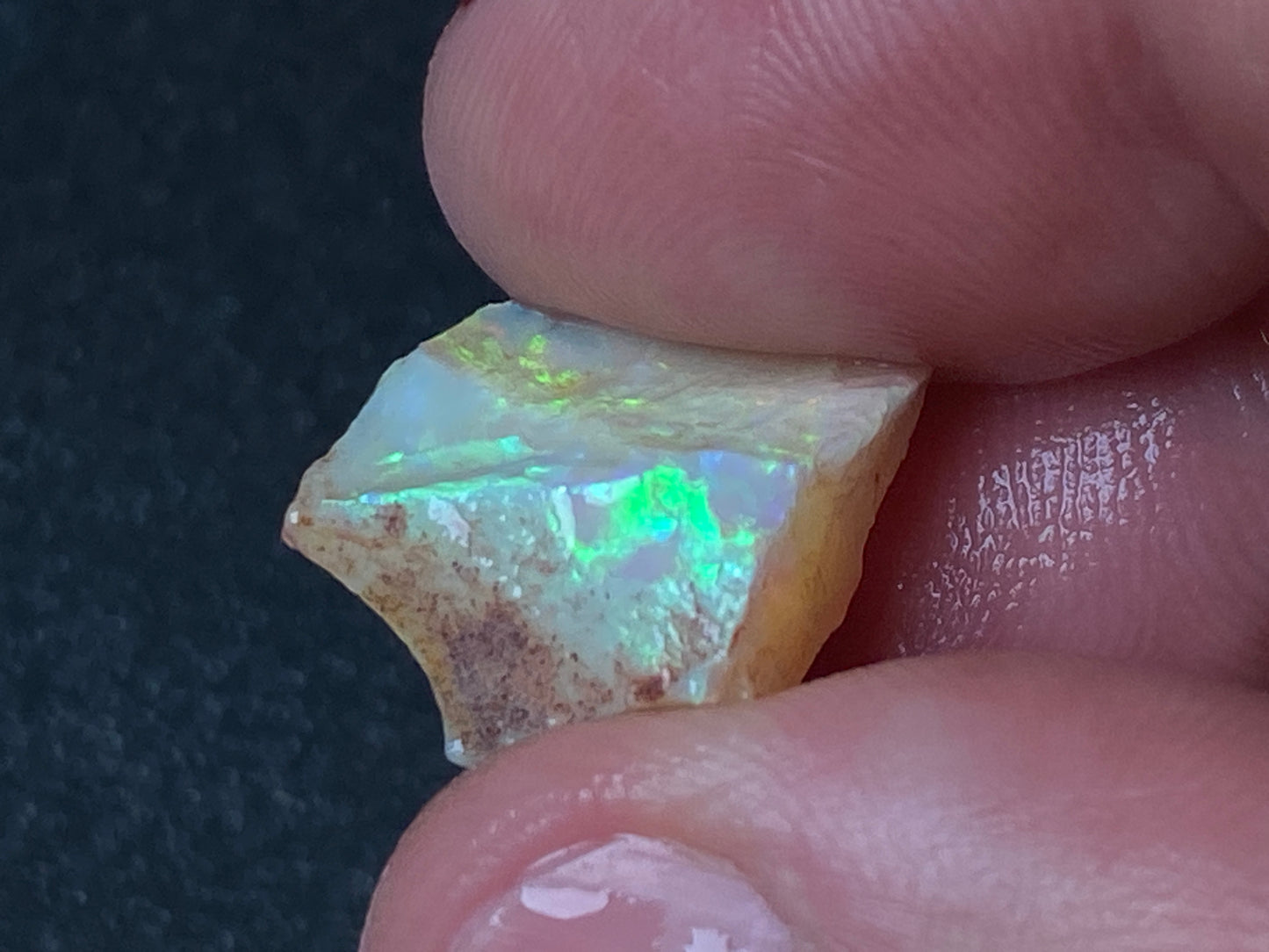 23 Carats Natural Australian Opal Parcel, 2 Stones Coober Pedy In The Rough, Full Rainbow Of Colours