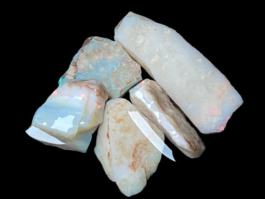 40 Carats, Natural Australian Opal Parcel, 5 Stones In The Rough, Coober Pedy